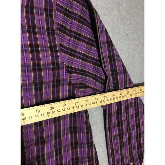 Mens Royal Knight Button Up Size Large Purple Plaid Casual Formal Country - Picture 3 of 4
